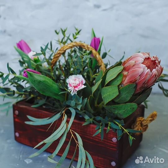 Ящик деревянный с ручкой / короб для подарка