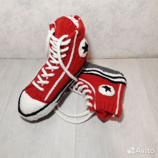 Вязаные носки-кеды аля- Converse