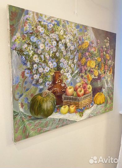 Натюрморт «Голубые ромашки» холст, масло