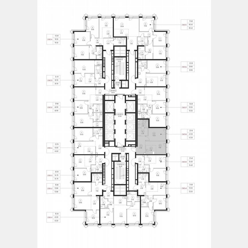 1-к. квартира, 45,3 м², 38/59 эт.