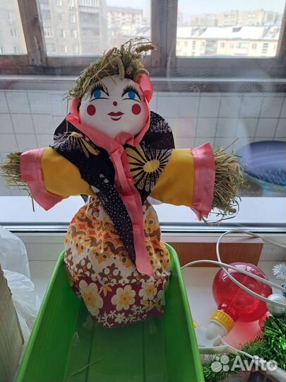 Кукла Масленица из сена
