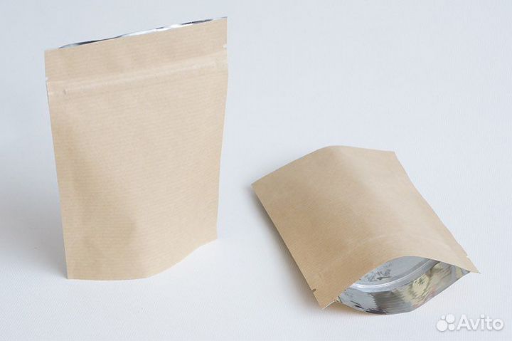 Пакет дой-пак бумажный крафт с замком зип-лок