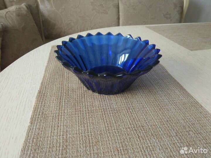 Ваза конфетница СССР купоросное стекло