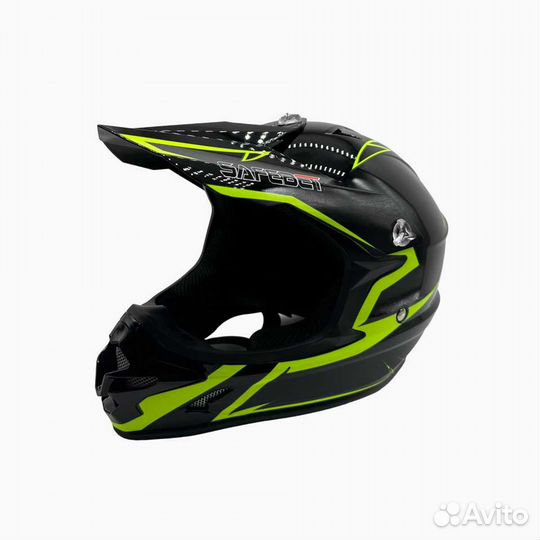 Мотошлем кроссовый Safebelt HF-115 черно-зеленый