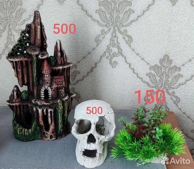 Декорации для аквариума,помпа водяная,нагреватель