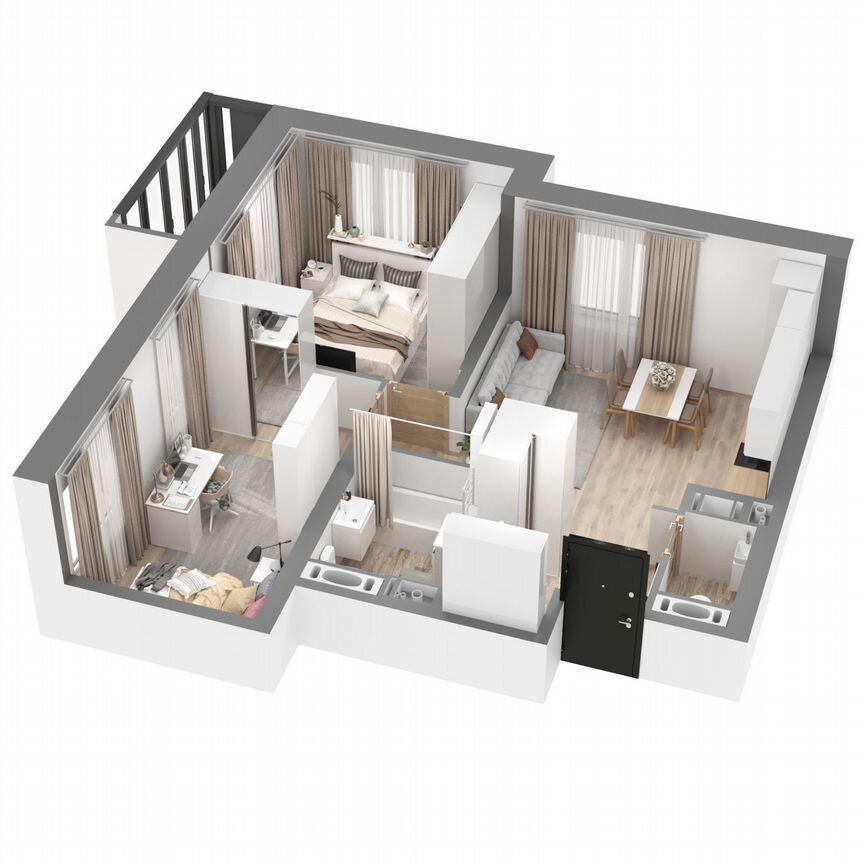 2-к. квартира, 54,1 м², 3/23 эт.
