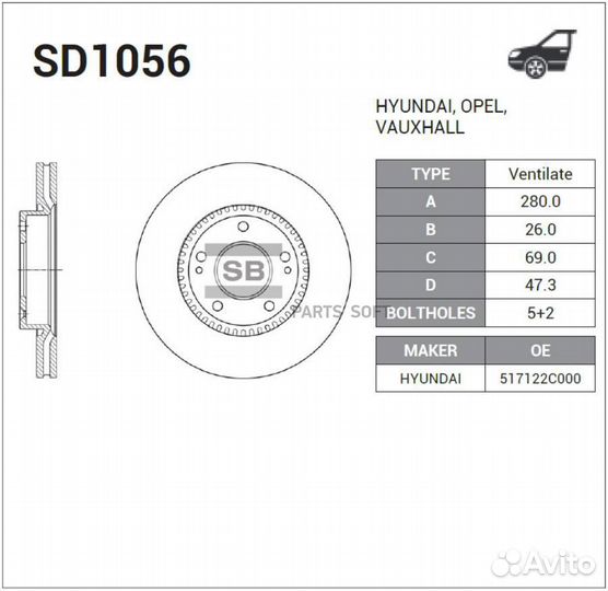 Sangsin brake SD1056 диск тормозной задний\ KIA Ce