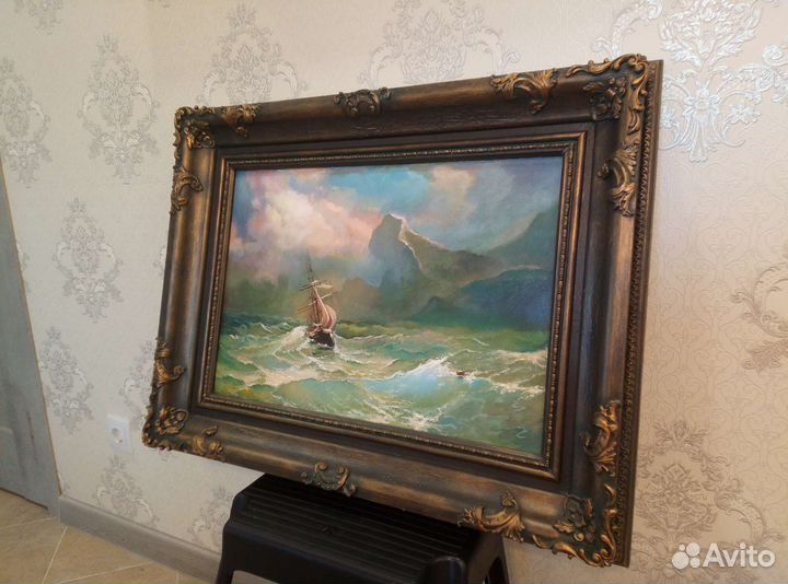 Морской пейзаж в деревянной раме