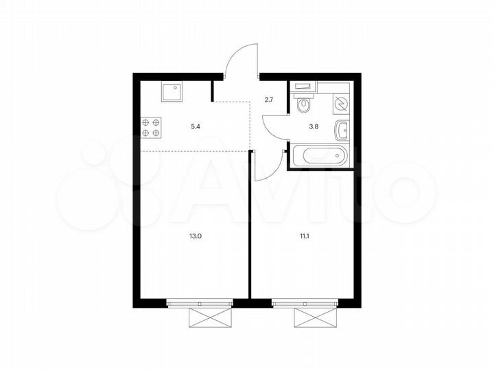 2-к. квартира, 36 м², 23/25 эт.