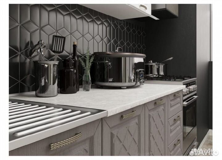 Кухня Агава мдф 2000 акация белая-трюфель