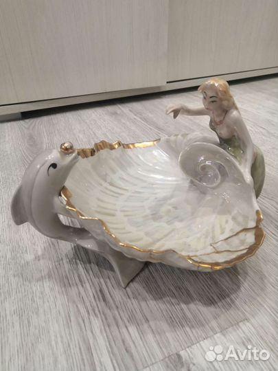 Ваза-статуэтка русалка и дельфин