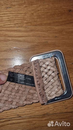 Кожанный новый ремень Mango, бежевый