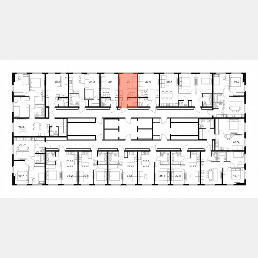 Квартира-студия, 20 м², 14/25 эт.