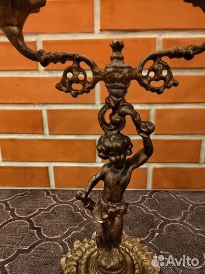 Подсвечник СССР под бронзу 30 см винтаж