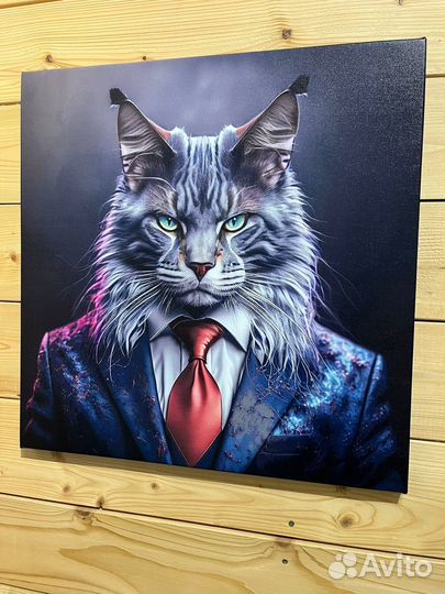 Катрина брутальный кот на холсте