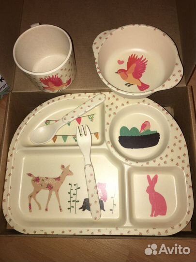 Набор детской посуды из бамбука