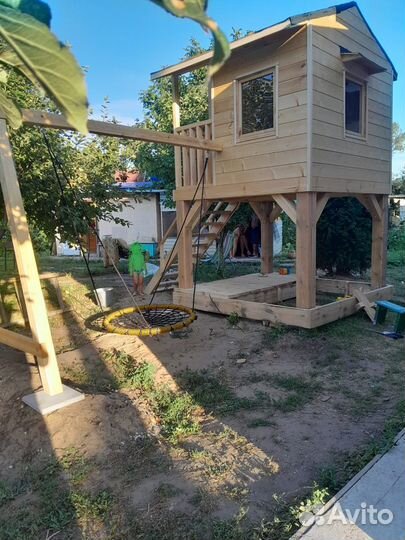 Детский игровой домик уличный деревянный