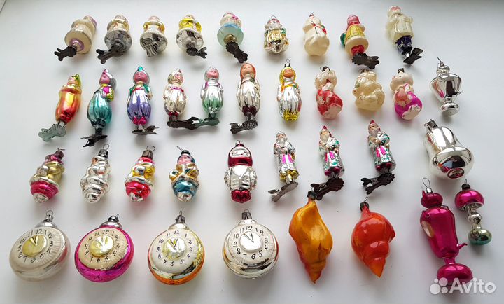 Разные елочные коллекционные игрушки СССР. Стекло