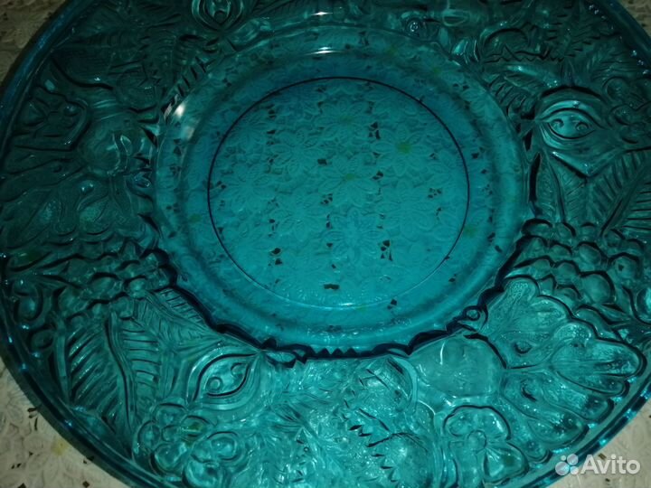 Блюдо цветное стекло СССР