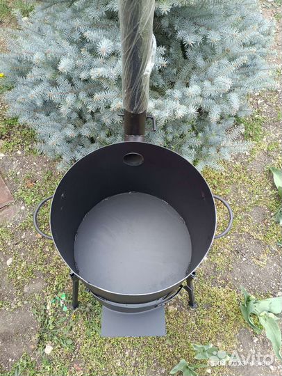 Казан узбекский + усиленная печь с дымоходом 3 мм