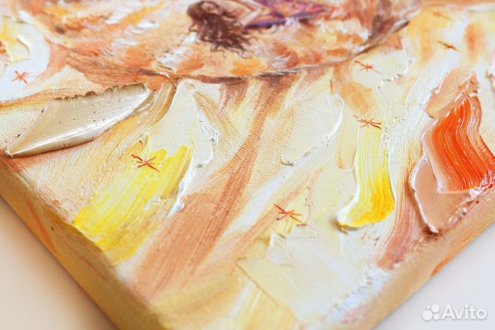 Картина маслом на холсте кот и девушка