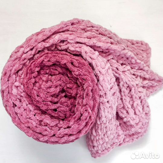 Плед вязаный (плюш/велюр/полухлопок) ручная работа
