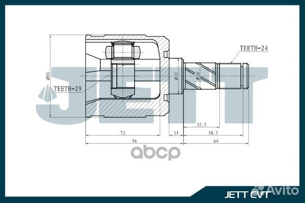 ШРУС внутренний jett V40-4027 V404027 V404027 jett