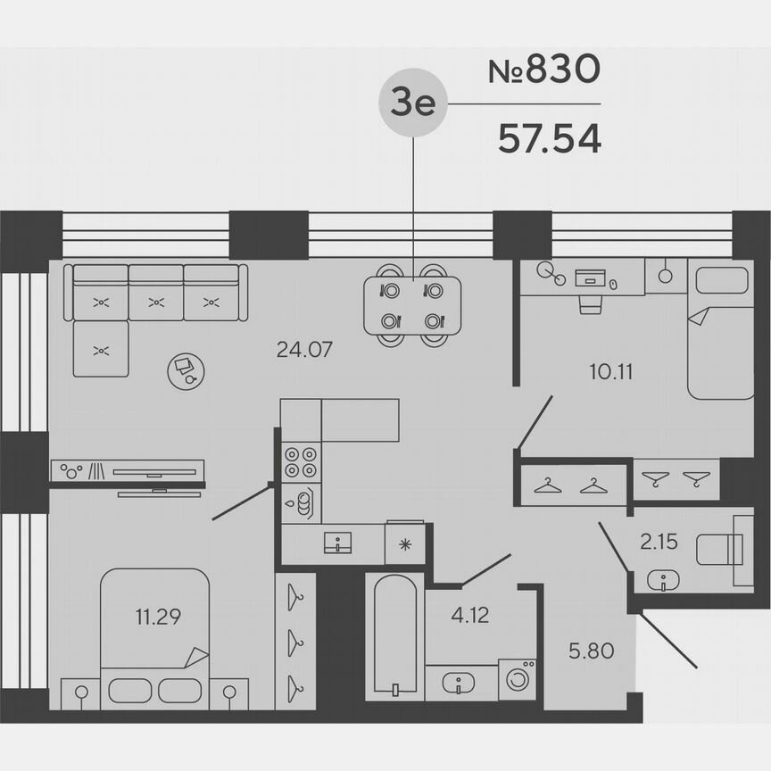 2-к. квартира, 57,5 м², 5/18 эт.