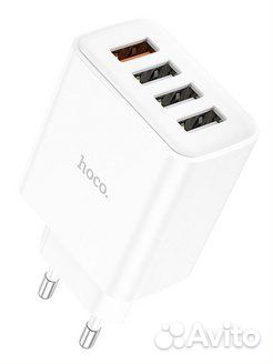 З.У. hoco сетевое C102A 4xUSB QC3.0 18W белое быст