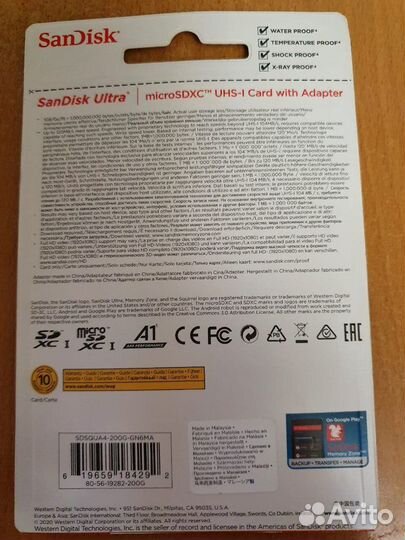 Новая USA SanDisk 200GB Ultra microsdxc uhsi 120Mb