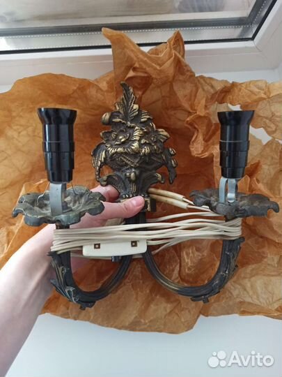 Бра подсвечник СССР двухрожковый, работающий, #2