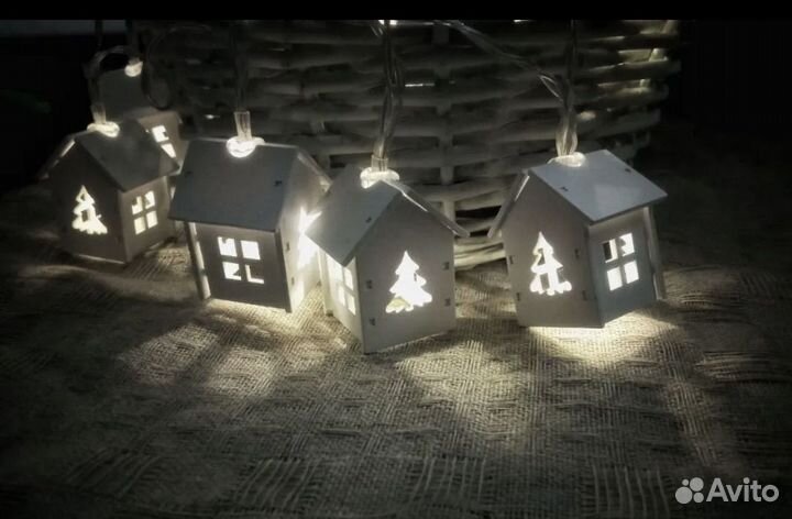 Гирлянда новогодняя светодиодная домики