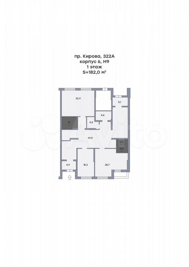 Коммерческое помещение, 182.2 м²
