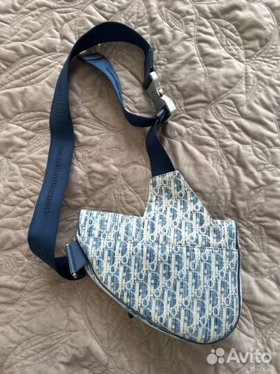 Dior Saddle Bag Blue Oblique Kasuri Jacquard