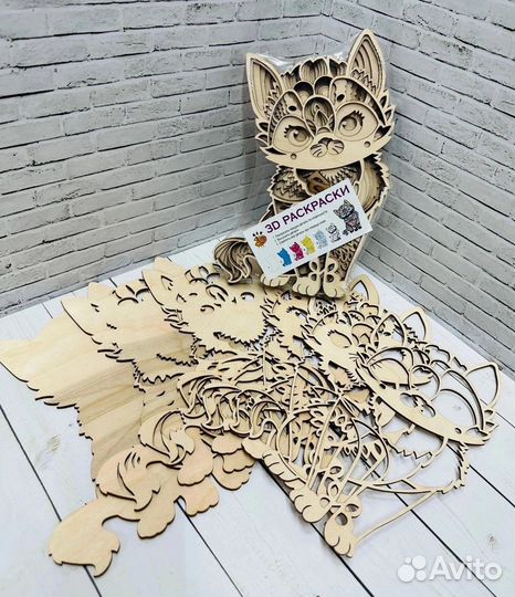 3D раскраска деревянная