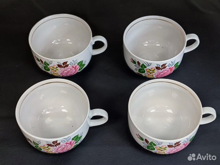 Чашка цветы набор 4 шт 250 мл Туймазинский фарфор