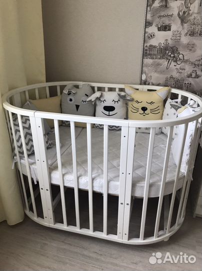 Кроватка трансформер с маятником и матрасом