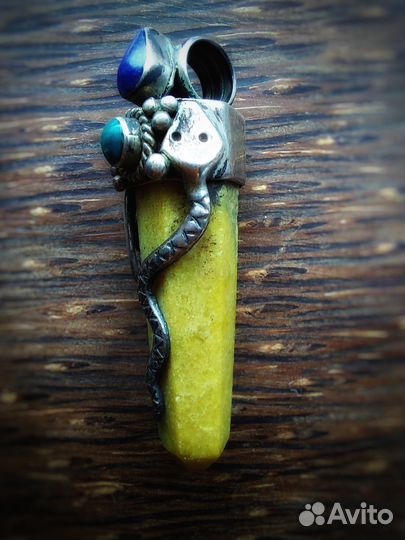 Кулон из камня Мачу Пикчу и серебра Перу