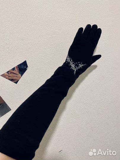 Перчатки со стразами Swarovski