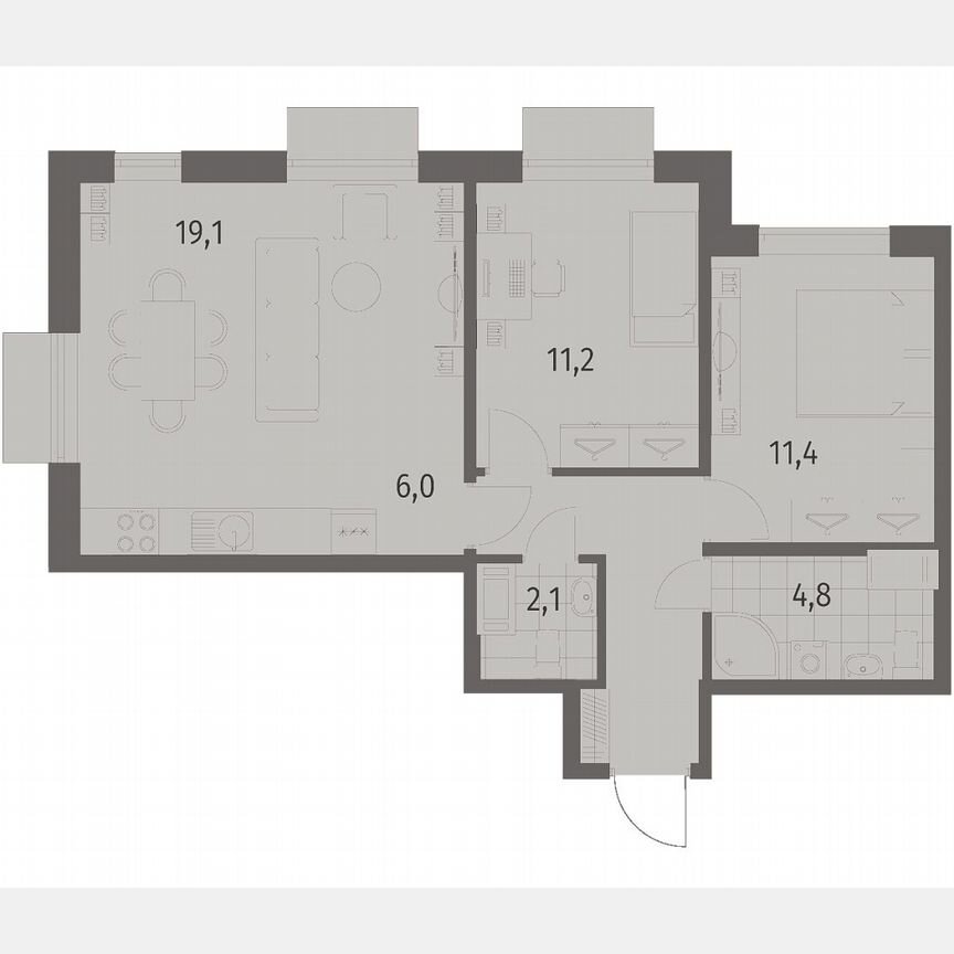 3-к. квартира, 62 м², 4/12 эт.