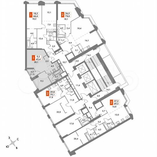1-к. квартира, 43,4 м², 29/47 эт.