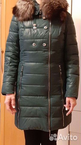 Пальто стеганое зимнее с капюшоном б/у