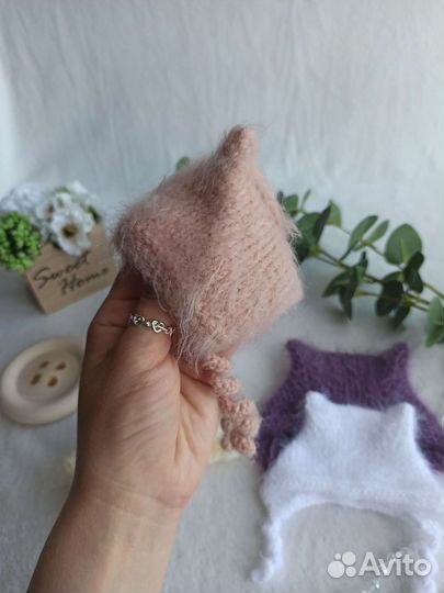 Шапка для куклы,текстильной,интерьерной, вязаной