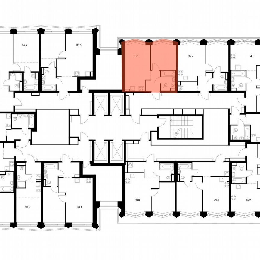 1-к. квартира, 33,1 м², 27/31 эт.