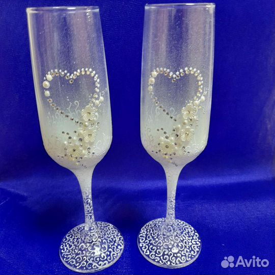 Свадебные бокалы ручной работы