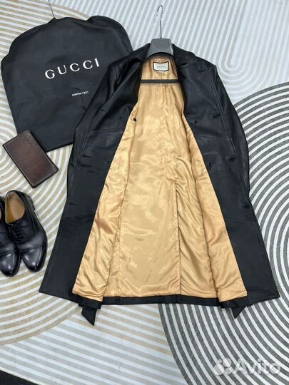 Предзаказ.Плащ кожаный мужской Gucci