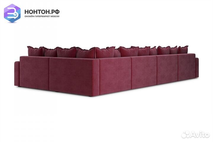 Диван п-образный тик-так Омега бордовый