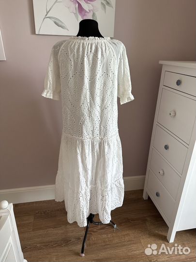 Платье хлопковое белое с вышивкой