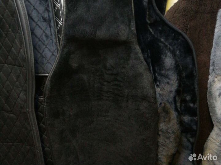 Накидки на сиденья овечья шерсть (чёрн) 2 шт