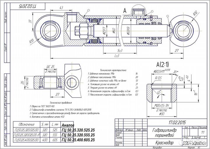 Гидроцилиндр гц-50.25.320